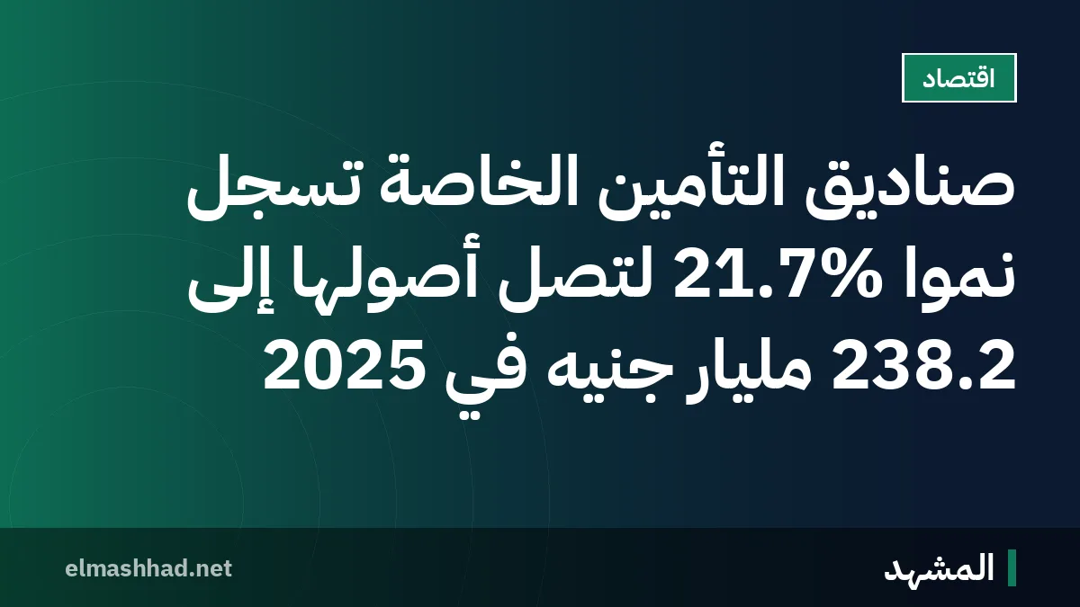 صناديق التأمين الخاصة تسجل نمواً 21.7% لتصل أصولها إلى 238.2 مليار جنيه في 2025
