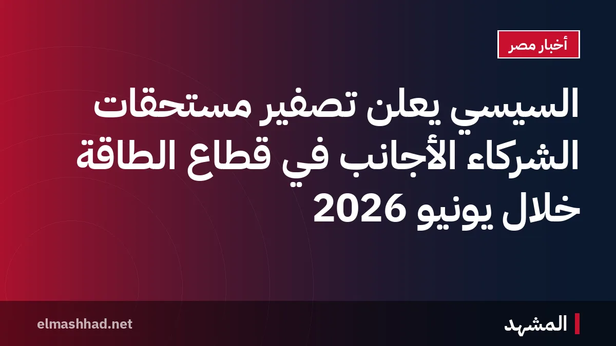 السيسي يعلن تصفير مستحقات الشركاء الأجانب في قطاع الطاقة خلال يونيو 2026