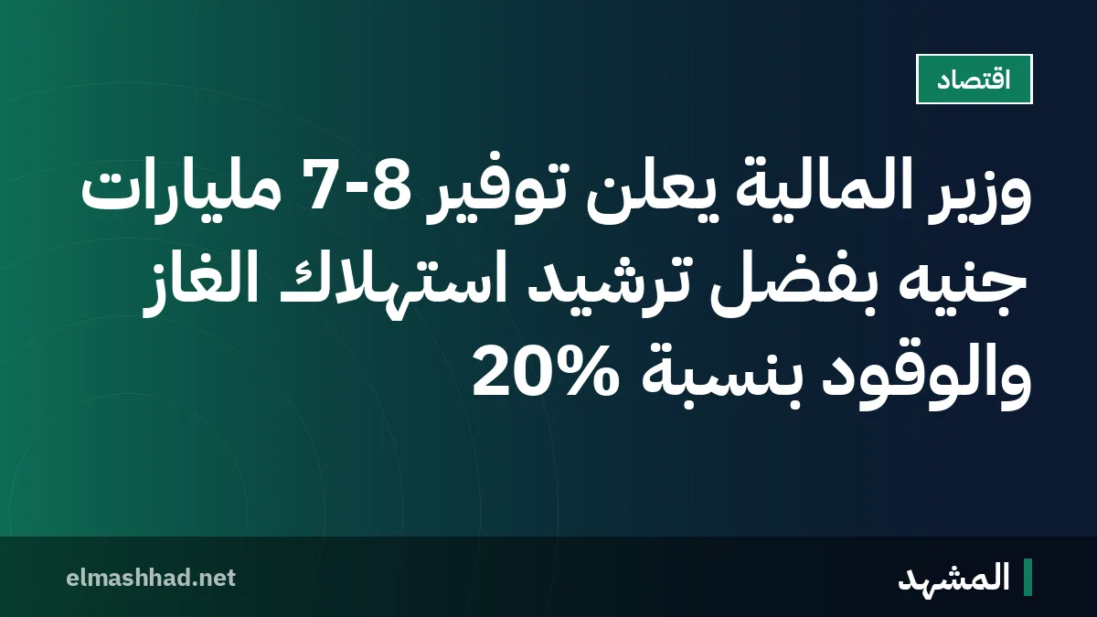 وزير المالية يعلن توفير 7-8 مليارات جنيه بفضل ترشيد استهلاك الغاز والوقود بنسبة 20%