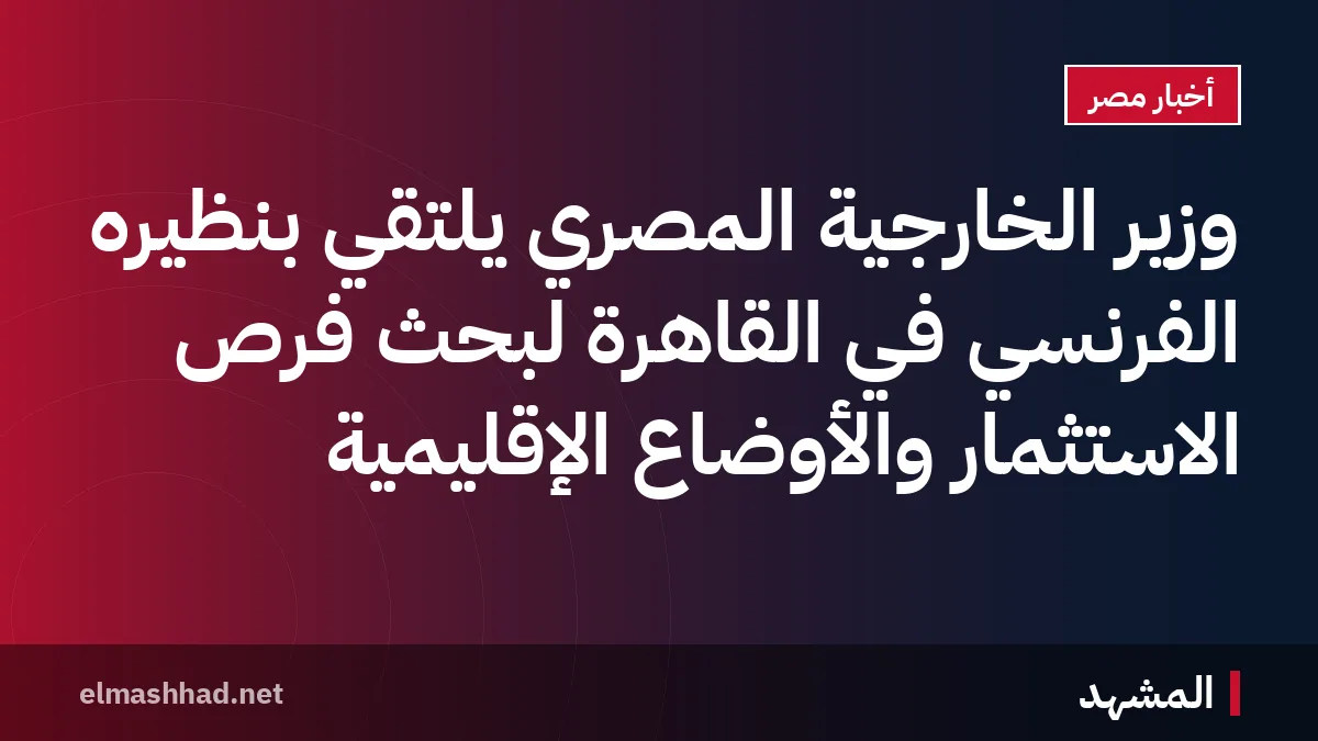 وزير الخارجية المصري يلتقي بنظيره الفرنسي في القاهرة لبحث فرص الاستثمار والأوضاع الإقليمية