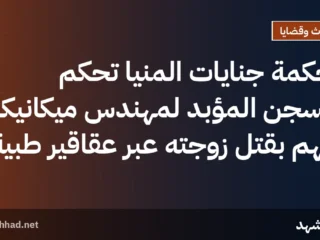 محكمة جنايات المنيا تحكم بالسجن المؤبد لمهندس ميكانيكا متهم بقتل زوجته عبر عقاقير طبية
