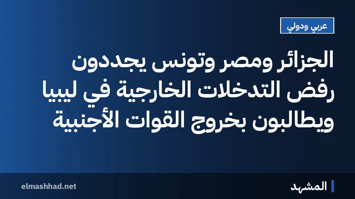 الجزائر ومصر وتونس يجددون رفض التدخلات الخارجية في ليبيا ويطالبون بخروج القوات الأجنبية