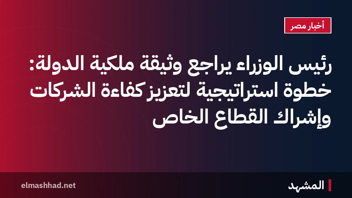 رئيس الوزراء يراجع وثيقة ملكية الدولة: خطوة استراتيجية لتعزيز كفاءة الشركات وإشراك القطاع الخاص
