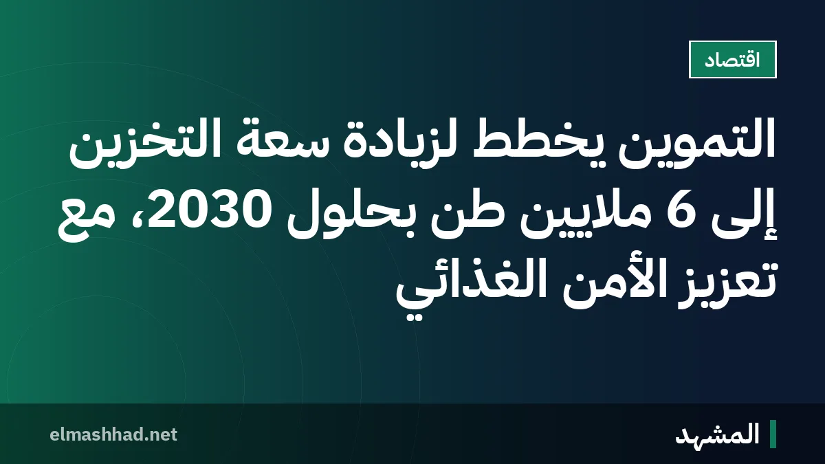 التموين يخطط لزيادة سعة التخزين إلى 6 ملايين طن بحلول 2030، مع تعزيز الأمن الغذائي