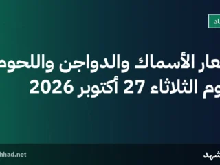 أسعار الأسماك والدواجن واللحوم اليوم الثلاثاء 27 أكتوبر 2026