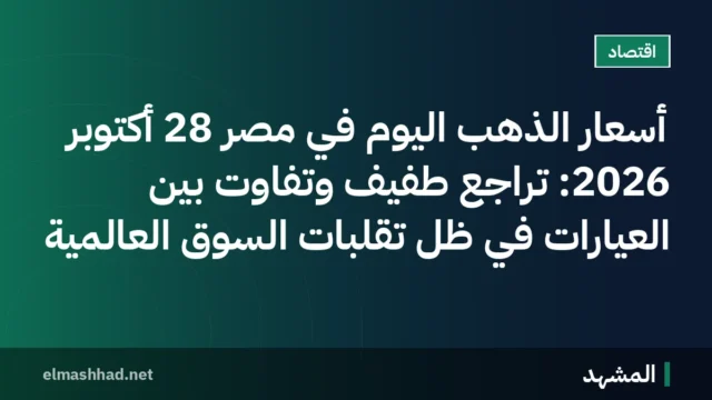 أسعار الذهب اليوم في مصر 28 أكتوبر 2026: تراجع طفيف وتفاوت بين العيارات في ظل تقلبات السوق العالمية