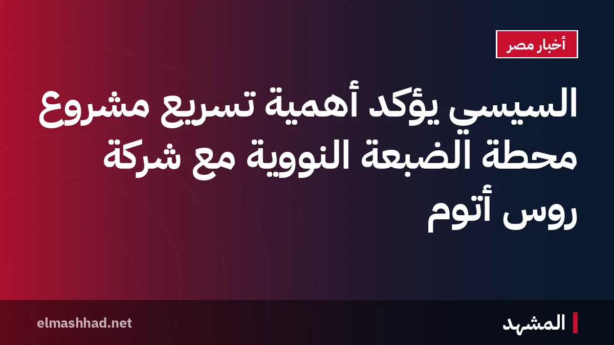 السيسي يؤكد أهمية تسريع مشروع محطة الضبعة النووية مع شركة روس أتوم
