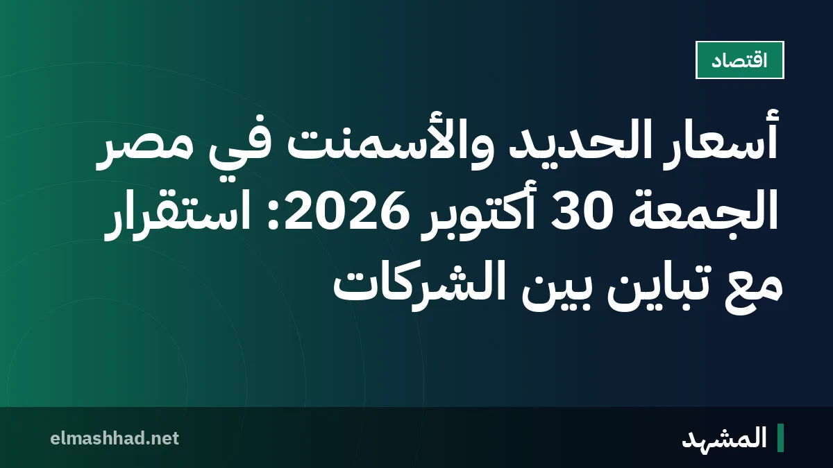 أسعار الحديد والأسمنت في مصر الجمعة 30 أكتوبر 2026: استقرار مع تباين بين الشركات