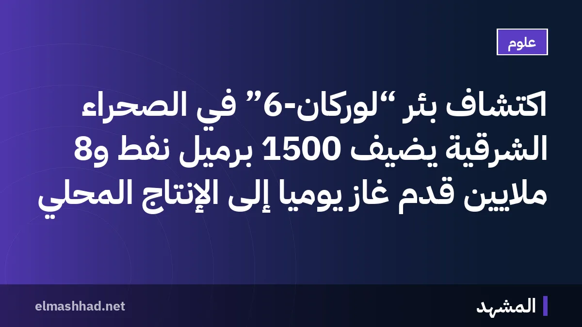 اكتشاف بئر “لوركان-6” في الصحراء الشرقية يضيف 1500 برميل نفط و8 ملايين قدم غاز يوميًا إلى الإنتاج المحلي